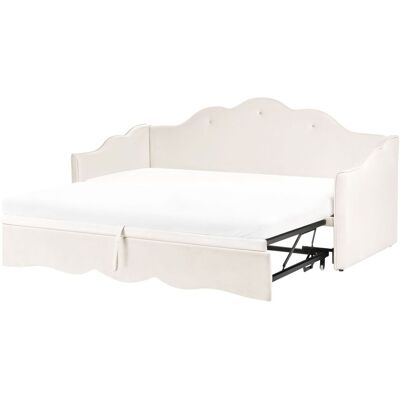 BELIANI Letto Singolo Con Secondo Letto A Scomparsa Velluto Beige Chiaro 90 X 180/200 Cm Lorette BELIANI Letto Singolo Con Secondo Letto A Scomparsa Velluto Beige Chiaro 90 X 180/200 Cm Lorette