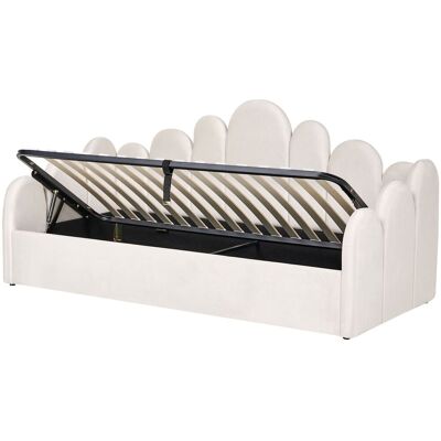 BELIANI Letto Singolo In Velluto Con Contenitore 90 X 200 Cm Rete A Doghe Beige Chiaro Polignac BELIANI Letto Singolo In Velluto Con Contenitore 90 X 200 Cm Rete A Doghe Beige Chiaro Polignac