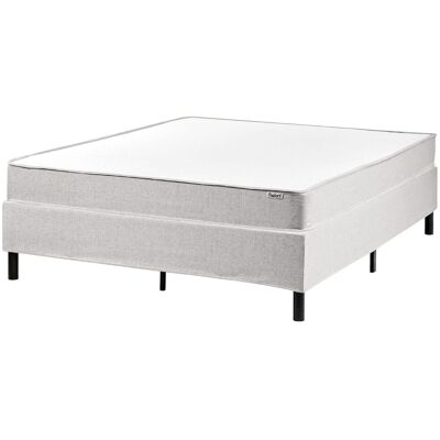 BELIANI Letto Matrimoniale Con Rete In Tessuto 140 X 200 Cm Con Materasso A Molle Insacchettate Senza Testiera Grigio Chiaro Countess BELIANI Letto Matrimoniale Con Rete In Tessuto 140 X 200 Cm Con Materasso A Molle Insacchettate Senza Testiera Grigio Chiaro Countess