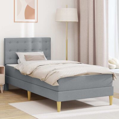 VIDAXL Struttura Letto Con Materasso Grigio Chiaro 90 X 190 Cm Tessuto VIDAXL Struttura Letto Con Materasso Grigio Chiaro 90 X 190 Cm Tessuto