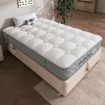 MODENVIE Materasso In Schiuma Fredda 90×200 Cm, Materasso Singolo Con Molle Insacchettate 7 Zone, Rigidità H3, Senza Materasso, Bianco MODENVIE Materasso In Schiuma Fredda 90×200 Cm, Materasso Singolo Con Molle Insacchettate 7 Zone, Rigidità H3, Senza Materasso, Bianco