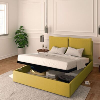 BALDIFLEX - Letto Contenitore Matrimoniale 160x190 Licia In Tessuto Con Rete A Doghe Colore Giallo Senape Melon BALDIFLEX - Letto Contenitore Matrimoniale 160x190 Licia In Tessuto Con Rete A Doghe Colore Giallo Senape Melon