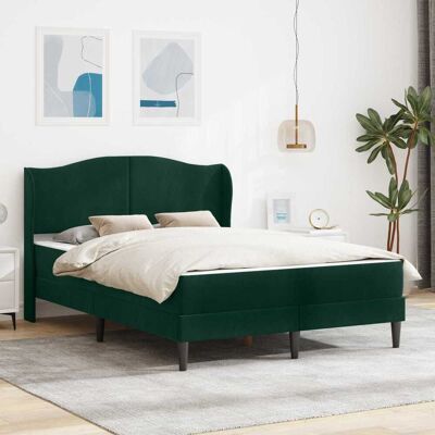 VIDAXL Struttura Letto Con Materasso Verde Scuro 140 X 190 Cm Velluto VIDAXL Struttura Letto Con Materasso Verde Scuro 140 X 190 Cm Velluto