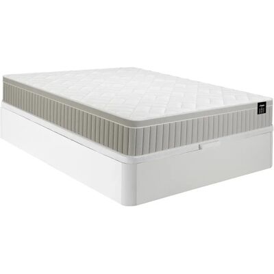 Unique Set 140 X 190 Cm Rete Letto Contenitore Bianco + Materasso In Schiuma E Gel Memory Foam 7 Zone Sp 22cm - Somira Di Ysmée Unique Set 140 X 190 Cm Rete Letto Contenitore Bianco + Materasso In Schiuma E Gel Memory Foam 7 Zone Sp 22cm - Somira Di Ysmée