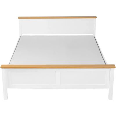 M&S Letto Matrimoniale 160x200 Cm Pino Massello Bianco Rovere Con Testiera M&S Letto Matrimoniale 160x200 Cm Pino Massello Bianco Rovere Con Testiera