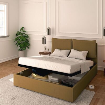 BALDIFLEX - Letto Contenitore Matrimoniale 160x190 Licia In Ecopelle Con Rete A Doghe Colore Nocciola Nougat BALDIFLEX - Letto Contenitore Matrimoniale 160x190 Licia In Ecopelle Con Rete A Doghe Colore Nocciola Nougat