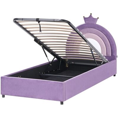 BELIANI Letto Singolo In Velluto Blu Imbottito Con Base A Doghe E Contenitore Viola 90 X 200 Cm Grisetot BELIANI Letto Singolo In Velluto Blu Imbottito Con Base A Doghe E Contenitore Viola 90 X 200 Cm Grisetot