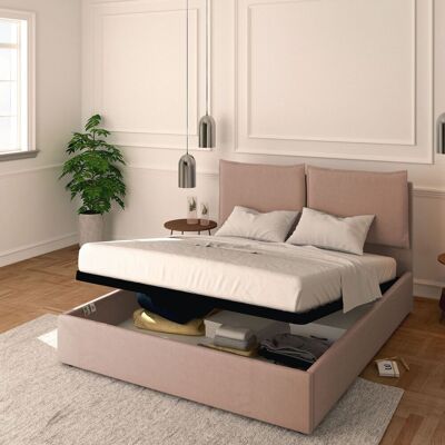 BALDIFLEX Letto Contenitore Matrimoniale 160x190 Licia In Tessuto Con Rete A Doghe Colore Rosa Antico Flamingo BALDIFLEX Letto Contenitore Matrimoniale 160x190 Licia In Tessuto Con Rete A Doghe Colore Rosa Antico Flamingo