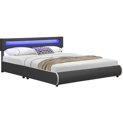 Juskys Letto Imbottito Siviglia Grigio Scuro 180 X 200 Cm Giroletto Con Illuminazione Led E Rete A Doghe Juskys Letto Imbottito Siviglia Grigio Scuro 180 X 200 Cm Giroletto Con Illuminazione Led E Rete A Doghe