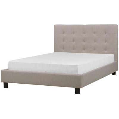 Beliani Letto Matrimoniale Grigio Chiaro Tela - Letto Beliani Letto Matrimoniale Grigio Chiaro Tela - Letto