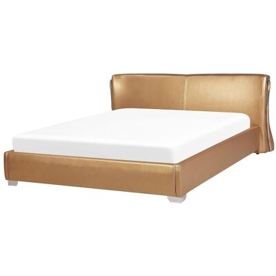 Beliani Letto ad Acqua EU Super King Pelle Dorata - Letto ad Acqua Beliani Letto ad Acqua EU Super King Pelle Dorata - Letto ad Acqua