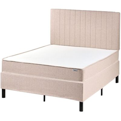 BELIANI Letto Matrimoniale Con Testiera Materasso A Molle Insacchettate 120 X 200 Cm Beige Countess BELIANI Letto Matrimoniale Con Testiera Materasso A Molle Insacchettate 120 X 200 Cm Beige Countess