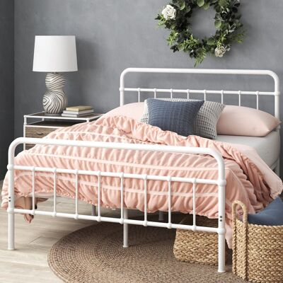 ZINUS 36 Cm Florence, 140 X 190 Cm, Struttura Letto A Piattaforma In Metallo, Con Testiera E Pediera A Fusi, Supporto Inoghe D'Acciaio, Base Per Materasso, Facile Montaggio, Bianco ZINUS 36 Cm Florence, 140 X 190 Cm, Struttura Letto A Piattaforma In Metallo, Con Testiera E Pediera A Fusi, Supporto Inoghe D'Acciaio, Base Per Materasso, Facile Montaggio, Bianco