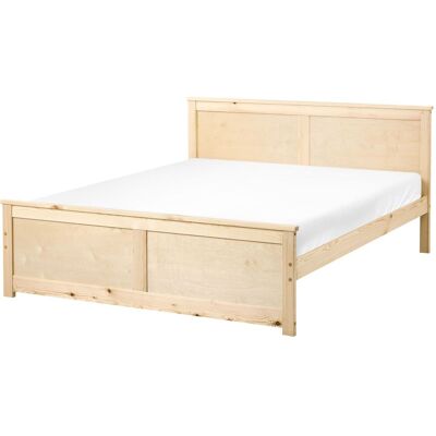 BELIANI Letto Matrimoniale In Legno Naturale Marrone Chiaro 140 X 200 Cm Legno Naturale Dauphin BELIANI Letto Matrimoniale In Legno Naturale Marrone Chiaro 140 X 200 Cm Legno Naturale Dauphin