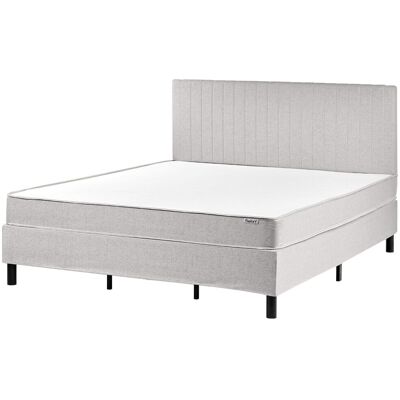 BELIANI Letto Matrimoniale Con Testiera Materasso A Molle Insacchettate 180 X 200 Cm Grigio Chiaro Countess BELIANI Letto Matrimoniale Con Testiera Materasso A Molle Insacchettate 180 X 200 Cm Grigio Chiaro Countess