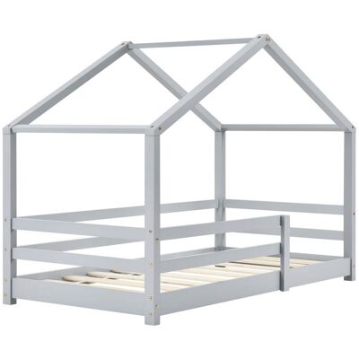 DÉCOSHOP26 Letto Cabina Per Bambini A Forma Di Casetta Con Barriera Di Sicurezza In Legno Di Pino Grigio 70 X 140 Cm 030005523 DÉCOSHOP26 Letto Cabina Per Bambini A Forma Di Casetta Con Barriera Di Sicurezza In Legno Di Pino Grigio 70 X 140 Cm 030005523