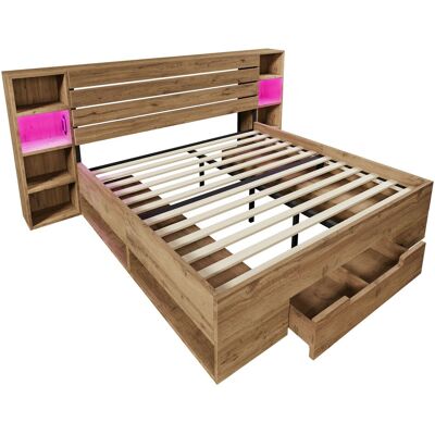 ELVMI Letto Con Cassetti Letto Matrimoniale, Led Regolabile, Usb E Tipo C, Ripiani, 160×200 Cm, Senza Materasso ELVMI Letto Con Cassetti Letto Matrimoniale, Led Regolabile, Usb E Tipo C, Ripiani, 160×200 Cm, Senza Materasso