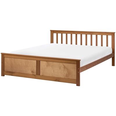 BELIANI Letto Matrimoniale In Pino Mdf Con Rete A Doghe 140 X 200 Cm In Marrone Olendon BELIANI Letto Matrimoniale In Pino Mdf Con Rete A Doghe 140 X 200 Cm In Marrone Olendon