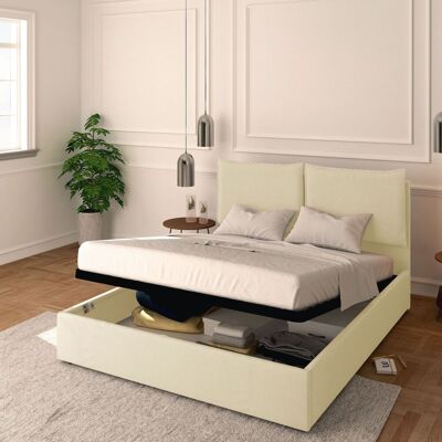 BALDIFLEX - Letto Contenitore Matrimoniale 160x190 Licia In Ecopelle Con Rete A Doghe Colore Crema Cream BALDIFLEX - Letto Contenitore Matrimoniale 160x190 Licia In Ecopelle Con Rete A Doghe Colore Crema Cream
