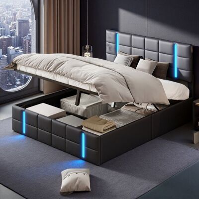 OEM Letto Matrimoniale 140x190 Cm - 231223yz - Led Integrata Regolabile - Due Porte Usb - Contenitore Idraulico OEM Letto Matrimoniale 140x190 Cm - 231223yz - Led Integrata Regolabile - Due Porte Usb - Contenitore Idraulico