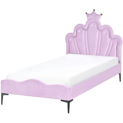 BELIANI Letto Singolo Con Led In Velluto Viola Con Base A Doghe 90 X 200 Cm Rubian BELIANI Letto Singolo Con Led In Velluto Viola Con Base A Doghe 90 X 200 Cm Rubian