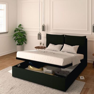 BALDIFLEX - Letto Contenitore Matrimoniale 160x190 Licia In Ecopelle Con Rete A Doghe Colore Nero Black BALDIFLEX - Letto Contenitore Matrimoniale 160x190 Licia In Ecopelle Con Rete A Doghe Colore Nero Black