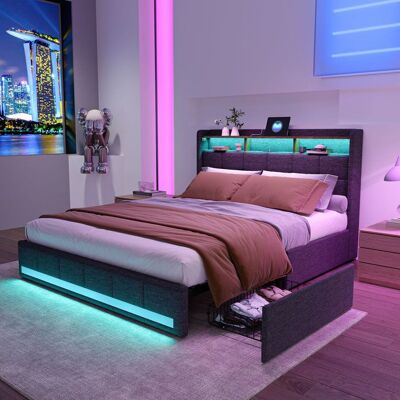 OEM Struttura Letto - 231205tt - 160x200 Cm - Led Integrata - 4 Cassetti OEM Struttura Letto - 231205tt - 160x200 Cm - Led Integrata - 4 Cassetti