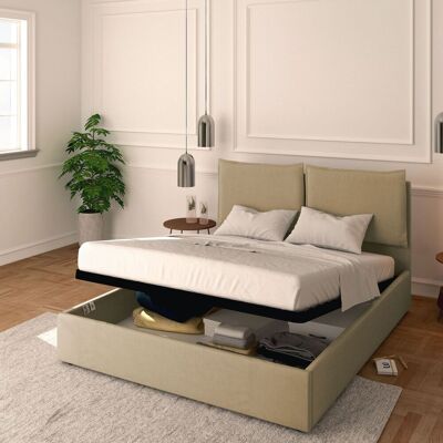 BALDIFLEX - Letto Contenitore Matrimoniale 160x190 Licia In Tessuto Con Rete A Doghe Colore Cammello Camel BALDIFLEX - Letto Contenitore Matrimoniale 160x190 Licia In Tessuto Con Rete A Doghe Colore Cammello Camel