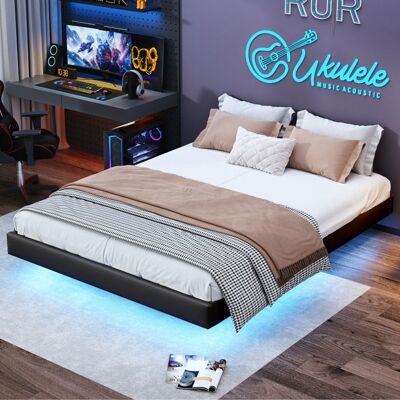 OEM Struttura Letto Contenitore 160x200 Cm Nera — Led Integrato, Ripostiglio Idraulico, Rete A Doghe OEM Struttura Letto Contenitore 160x200 Cm Nera — Led Integrato, Ripostiglio Idraulico, Rete A Doghe