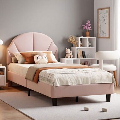 OEM Letto Bambino 90x200 Cm Velluto Rosa - Struttura Scandinava Con Testata Regolabile OEM Letto Bambino 90x200 Cm Velluto Rosa - Struttura Scandinava Con Testata Regolabile