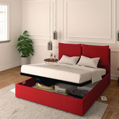 BALDIFLEX - Letto Contenitore Matrimoniale 160x190 Licia In Ecopelle Con Rete A Doghe Colore Rosso Red BALDIFLEX - Letto Contenitore Matrimoniale 160x190 Licia In Ecopelle Con Rete A Doghe Colore Rosso Red