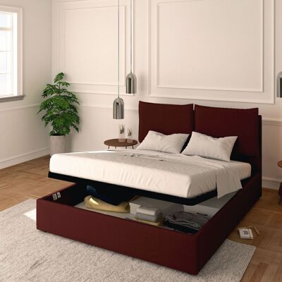 BALDIFLEX - Letto Contenitore Matrimoniale 160x190 Licia In Ecopelle Con Rete A Doghe Colore Bordeaux Bordo BALDIFLEX - Letto Contenitore Matrimoniale 160x190 Licia In Ecopelle Con Rete A Doghe Colore Bordeaux Bordo