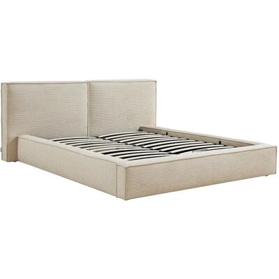 Unique Letto Con Contenitore 160 X 200 Cm Velluto A Coste Beige - Taveso Unique Letto Con Contenitore 160 X 200 Cm Velluto A Coste Beige - Taveso