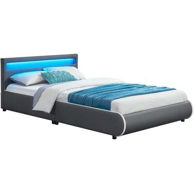 Letto imbottito Juskys Sevilla 140x200cm - Grigio scuro Letto imbottito Juskys Sevilla 140x200cm - Grigio scuro