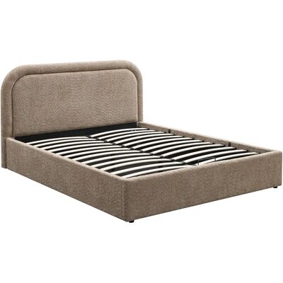 Unique Letto Con Contenitore 140 X 190 Cm Tessuto Bouclette Tortora - Fidozia Unique Letto Con Contenitore 140 X 190 Cm Tessuto Bouclette Tortora - Fidozia