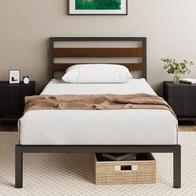 ZINUS Letto Kai 90 X 190 Cm - Rete Sostenibile In Bambù E Metallo Con Testiera - Altezza 80 Cm - Letto In Metallo Con Rete A Doghe - Montaggio Semplice - Nessuna Rete - Colore Nero E Marrone ZINUS Letto Kai 90 X 190 Cm - Rete Sostenibile In Bambù E Metallo Con Testiera - Altezza 80 Cm - Letto In Metallo Con Rete A Doghe - Montaggio Semplice - Nessuna Rete - Colore Nero E Marrone