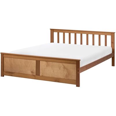 BELIANI Letto Matrimoniale In Pino Mdf Con Rete A Doghe 120 X 200 Cm In Marrone Olendon BELIANI Letto Matrimoniale In Pino Mdf Con Rete A Doghe 120 X 200 Cm In Marrone Olendon