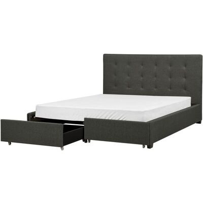 BELIANI Letto Contenitore Tessuto Grigio Scuro Con Rete A Doghe E Cassetti 160 X 200 Cm La Rochelle BELIANI Letto Contenitore Tessuto Grigio Scuro Con Rete A Doghe E Cassetti 160 X 200 Cm La Rochelle