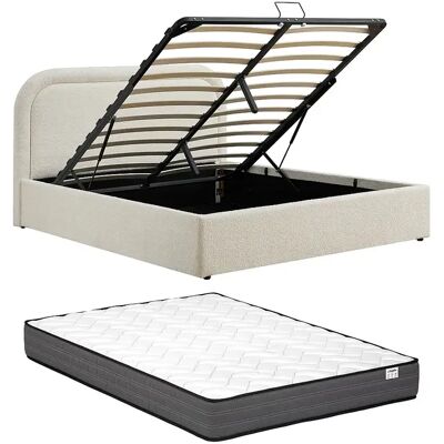 Unique Letto Con Contenitore 140 X 190 Cm Tessuto Bouclette Beige + Materasso – Fidozia Unique Letto Con Contenitore 140 X 190 Cm Tessuto Bouclette Beige + Materasso – Fidozia
