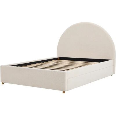Unique Letto Con Cassetto Estraibile 140 X 190 Cm - Tessuto Bouclette - Crema - Lirimo Unique Letto Con Cassetto Estraibile 140 X 190 Cm - Tessuto Bouclette - Crema - Lirimo