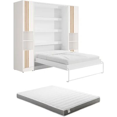 Unique Letto A Scomparsa Verticale 140 X 200 Cm 2 Colonne Contenitore Con Doghe E Led Bianco + Materasso - Rapili Unique Letto A Scomparsa Verticale 140 X 200 Cm 2 Colonne Contenitore Con Doghe E Led Bianco + Materasso - Rapili