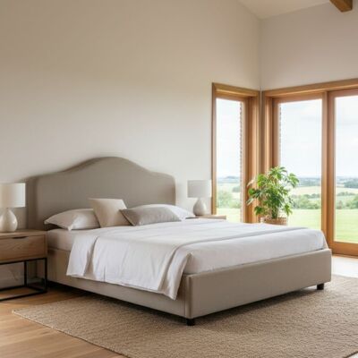 Letto Doppio Taupe con Contenitore - Made in Italy Letto Doppio Taupe con Contenitore - Made in Italy