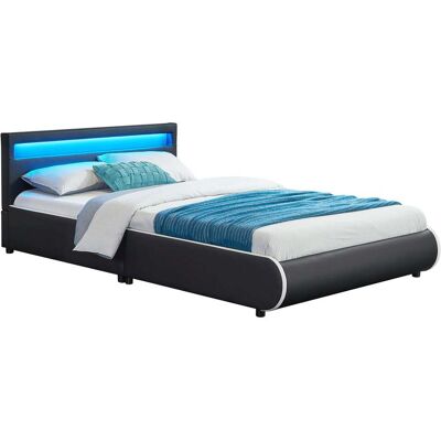 Juskys Letto Imbottito Sevilla Nero 140 X 200 Cm Struttura Letto Con Illuminazione Led E Rete A Doghe Juskys Letto Imbottito Sevilla Nero 140 X 200 Cm Struttura Letto Con Illuminazione Led E Rete A Doghe
