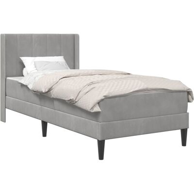 VIDAXL Struttura Letto Con Materasso Grigio Chiaro 90 X 190 Cm Velluto VIDAXL Struttura Letto Con Materasso Grigio Chiaro 90 X 190 Cm Velluto