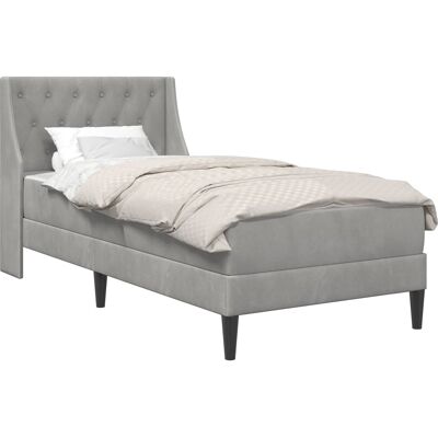 VIDAXL Struttura Letto Con Materasso Grigio Chiaro 90 X 190 Cm Velluto VIDAXL Struttura Letto Con Materasso Grigio Chiaro 90 X 190 Cm Velluto