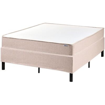 BELIANI Letto Matrimoniale Con Rete In Tessuto 120 X 200 Cm Con Materasso A Molle Insacchettate Senza Testiera Beige Countess BELIANI Letto Matrimoniale Con Rete In Tessuto 120 X 200 Cm Con Materasso A Molle Insacchettate Senza Testiera Beige Countess