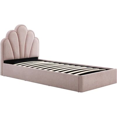 Unique Letto Contenitore A Conchiglia 90 X 190 Cm Tessuto Rosa + Materasso - Coraluno Unique Letto Contenitore A Conchiglia 90 X 190 Cm Tessuto Rosa + Materasso - Coraluno