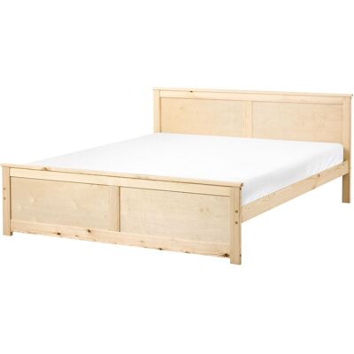 BELIANI Letto Matrimoniale In Legno Naturale Marrone Chiaro 160 X 200 Cm Dauphin BELIANI Letto Matrimoniale In Legno Naturale Marrone Chiaro 160 X 200 Cm Dauphin