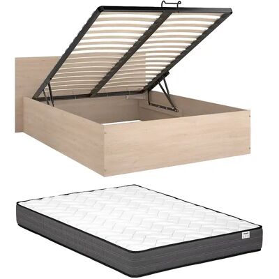 Unique Letto Contenitore 140 X 190 Cm Naturale + Materasso - Velona Unique Letto Contenitore 140 X 190 Cm Naturale + Materasso - Velona