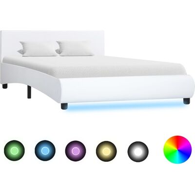 Struttura letto con LED vidaXL - Acciaio, Pelle sintetica, 140x200cm Struttura letto con LED vidaXL - Acciaio, Pelle sintetica, 140x200cm